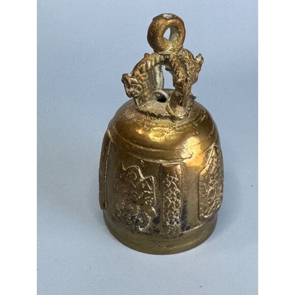 Antique Chinese Brass Guardian Bell Taotie Mask Qing/Republic Era Decorative Pie - Picture 1 of 7